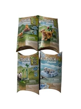 Playmobil Wiltopia Set Of 4 Tiger, Panda, Squirrel, & Seal New With Box Damage